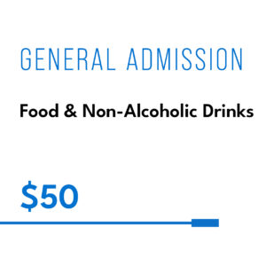 Decorative layout of the price for general admission which includes food and non-alcoholic beverages.